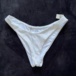 aerie White Textured Bikini Bottoms